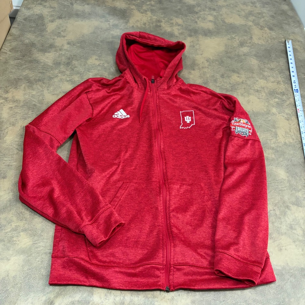 Adidas Hoodie Mens Large Red Indiana Hoosiers Gator Bowl Full Zip CY7080